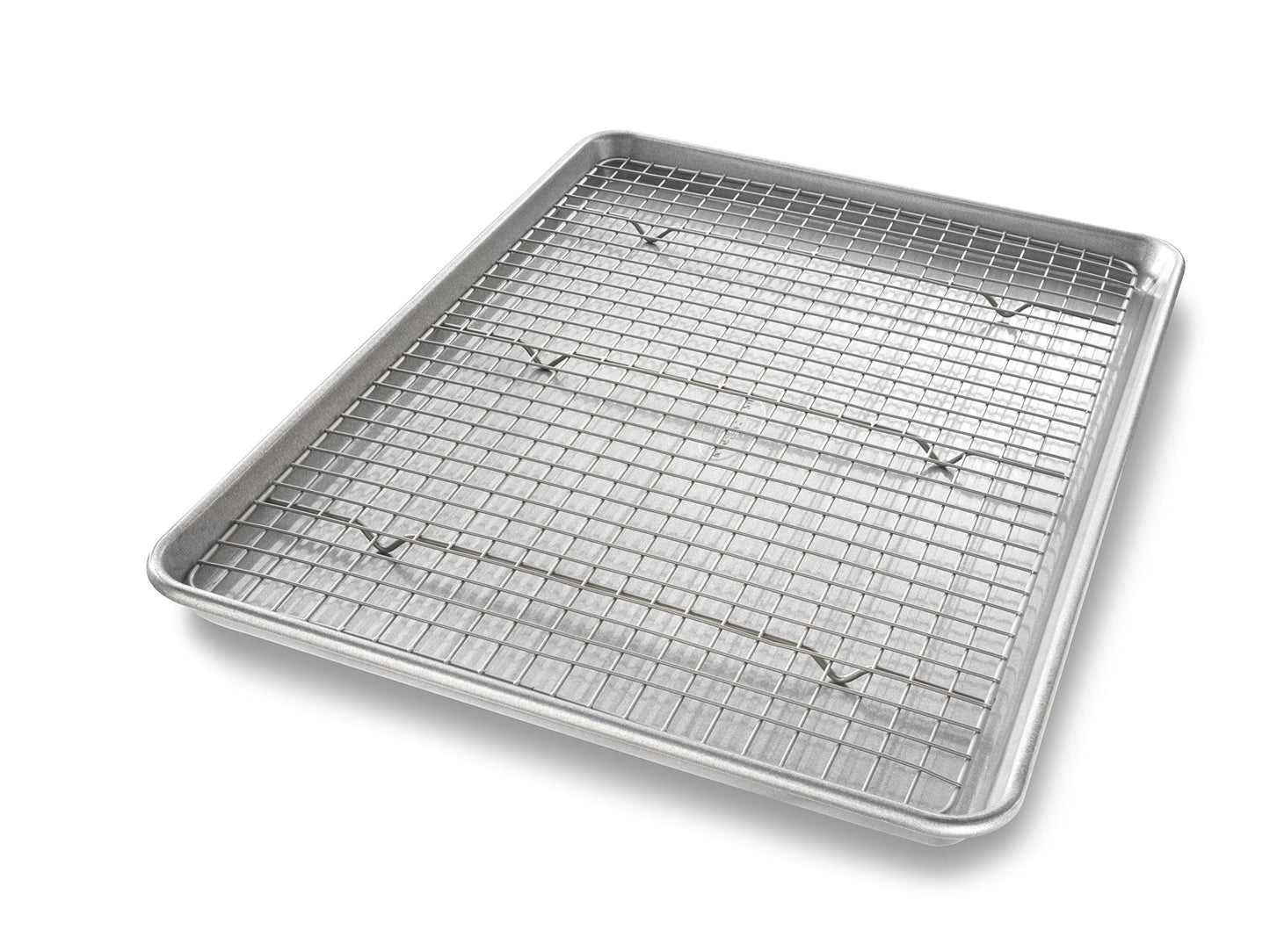 USA Pan Bakeware Quarter Sheet Baking Pan and Bakeable Nonstick Cooling Rack Set, Metal