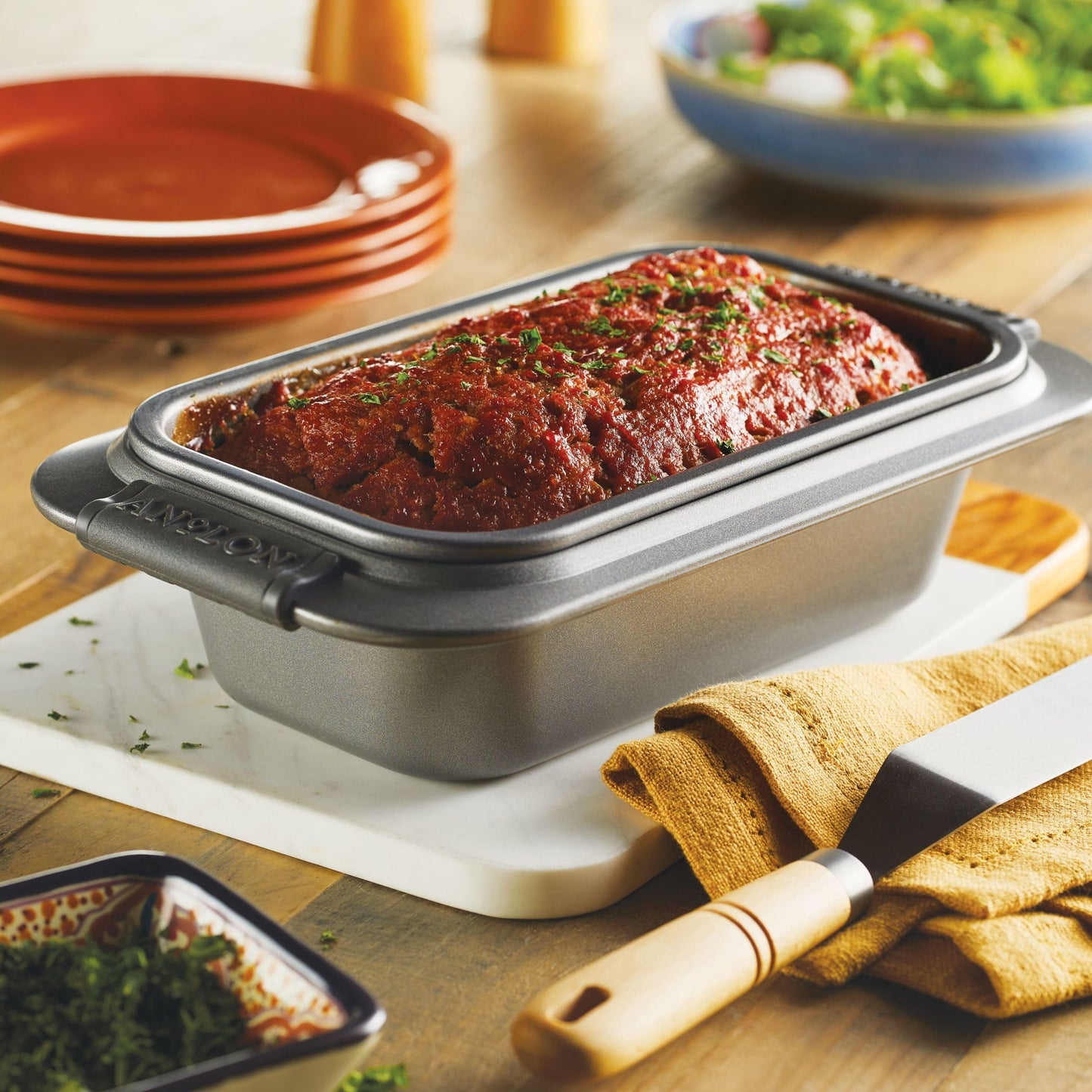 Anolon Advanced Bakeware Nonstick Bread Loaf Pan Set, 2-Piece, Gray