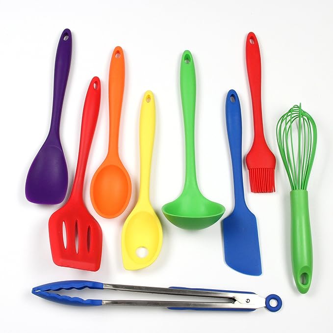 Chef Craft Premium Silicone Kitchen Tool and Utensil Set, 9 Piece, Red