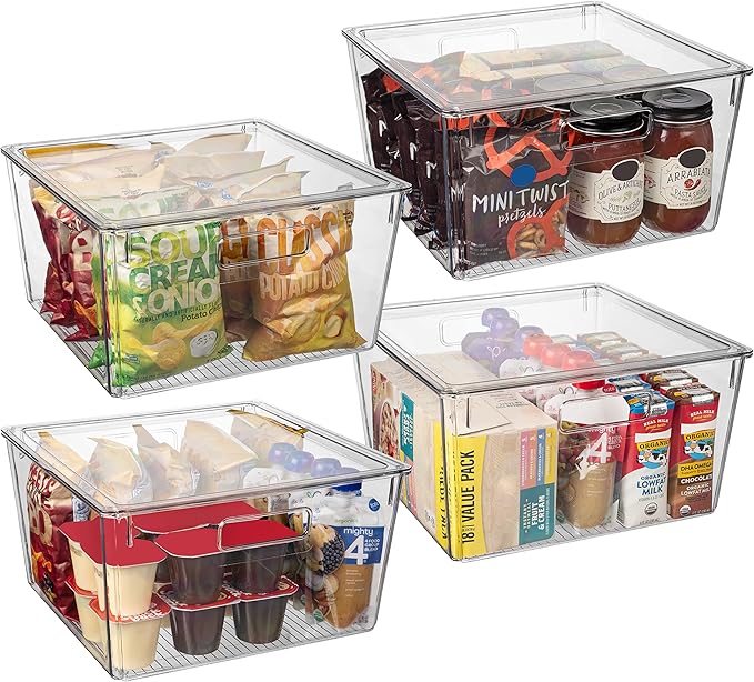 ClearSpace Plastic Storage Bins with Lids, Pantry Organizer, XL, 8 Pack