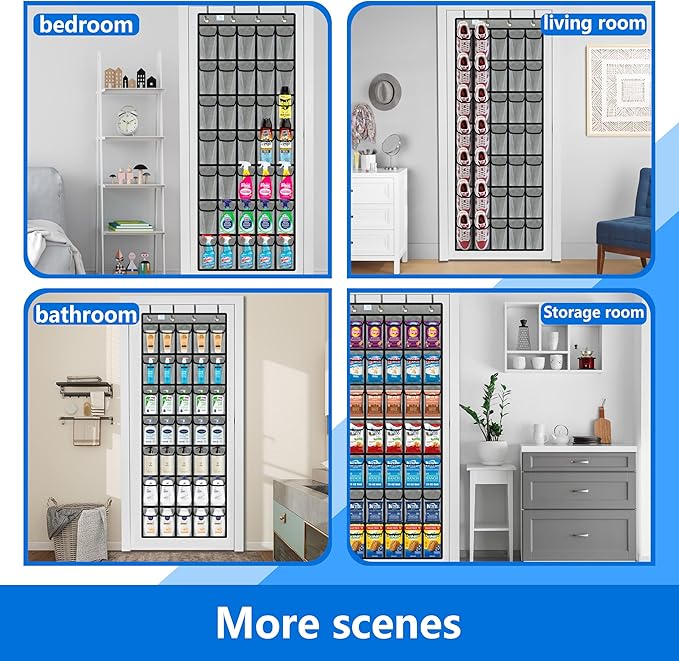 over the door shoe organizer,2025 upgraded,over door shoe organizer,35 Huge clear pockets,over door shoe organizer,Store size 13 shoes,hooks Suitable for various doors,Grey