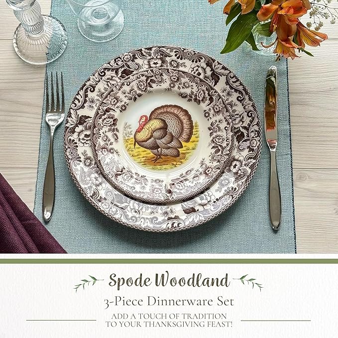 Spode Woodland Turkey 3 Piece Place Setting