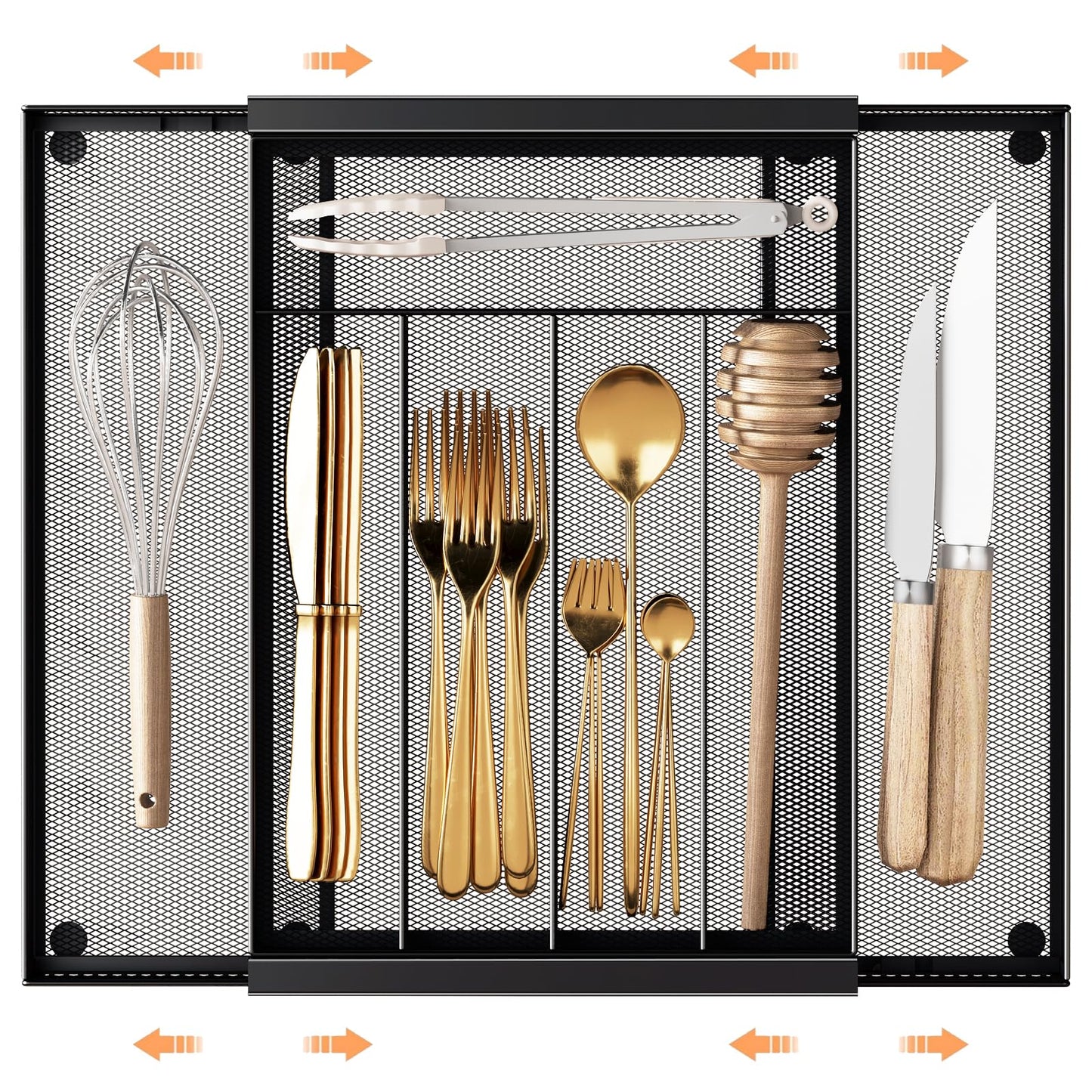 Sedegn mesh silverware tray for drawer: 5 Compartments for Easy Sorting