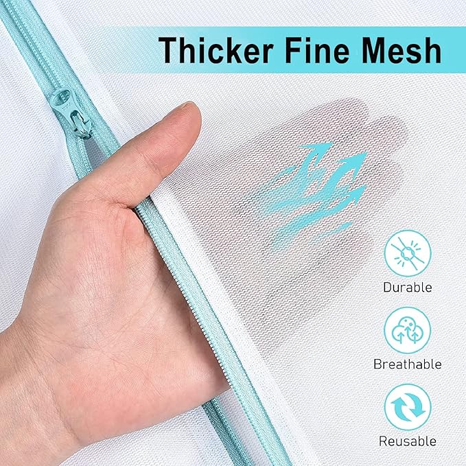 OTraki Mesh Washing Bags for Laundry 16x20 Inch Medium Mesh Bag Laundry Washer Delicates Lingerie Wash Machine Net Zipper Bag Heavy Duty Home Dorm Hotel Don't Drying, Melting 140-176℉, White