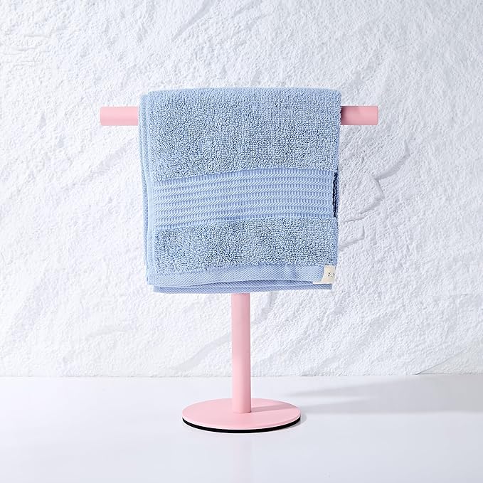 Pink Bathroom Hand Towel Holder Stand，T-Shape Hand Towel Holder Stand SUS304 Stainless Steel for Bathroom，Kitchen or Vanity Countertop