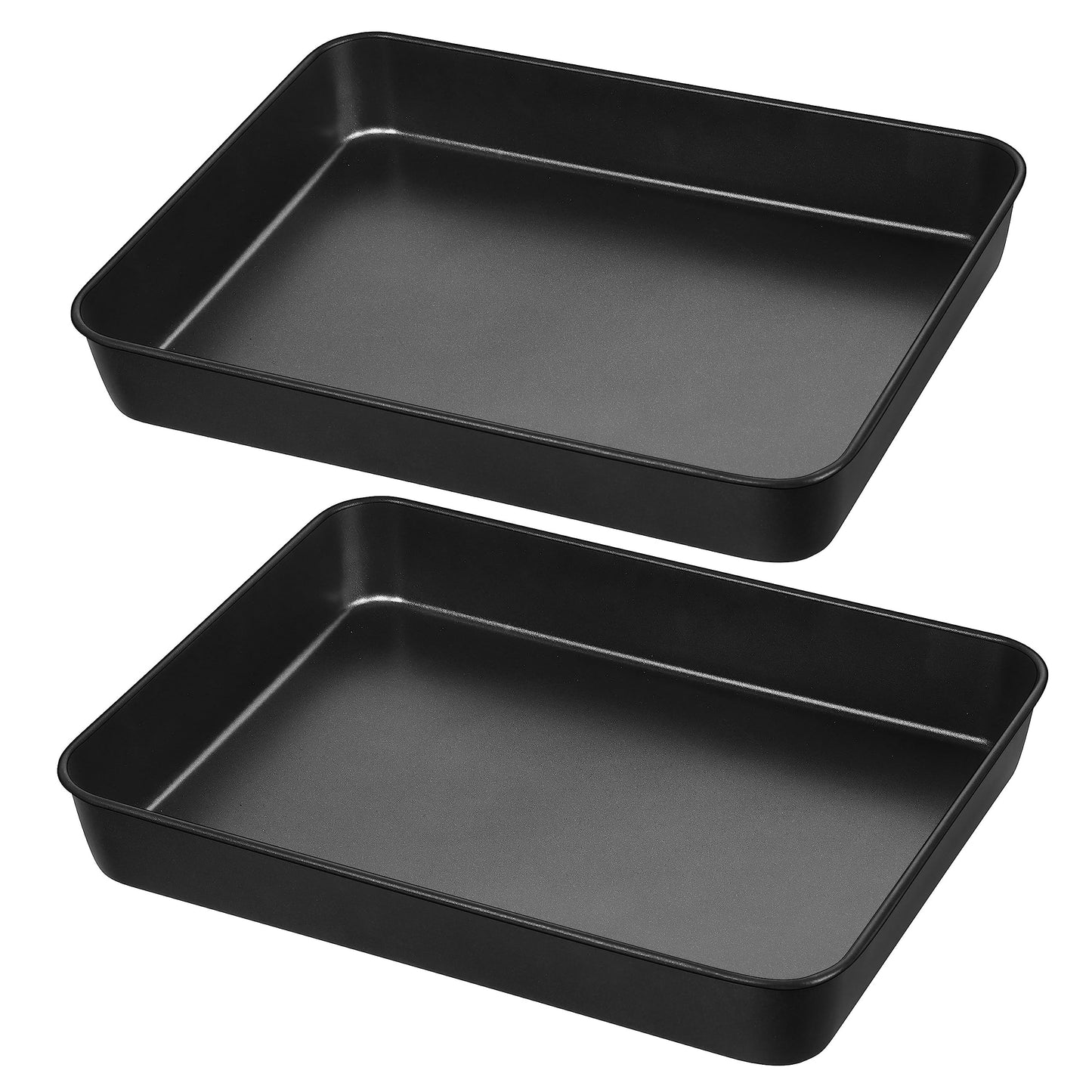 Herogo 9 x 9 Baking Pan Set of 2, Black Stainless Steel Square Cake Pan for Lasagna Brownies Casseroles Cakes, Non-Stick & Oven Safe