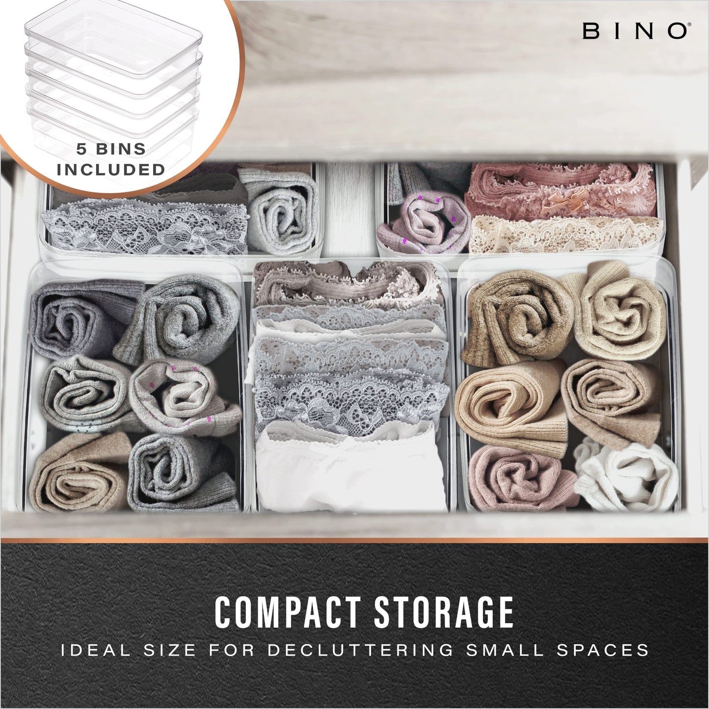 BINO | Plastic Storage Bins, Medium - 2 Pack | THE LUCID COLLECTION | Multi-Use Built-In Handles | BPA-Free | Clear Storage Containers | Fridge Organizer | Pantry & Home Organization