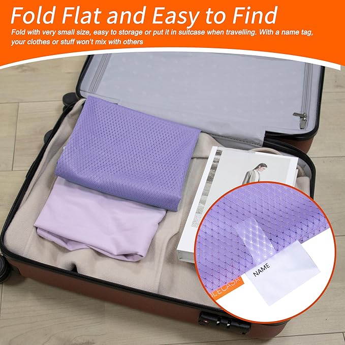 Polecasa Heavy Duty Large Mesh Laundry Bags with ID Tag and Locking Drawstring Closure - 2 Pack, 24 x 36 inches - Laundry Hamper Liner, Washable Laundry Bag for Travel, Sports, Dorms (Purple)