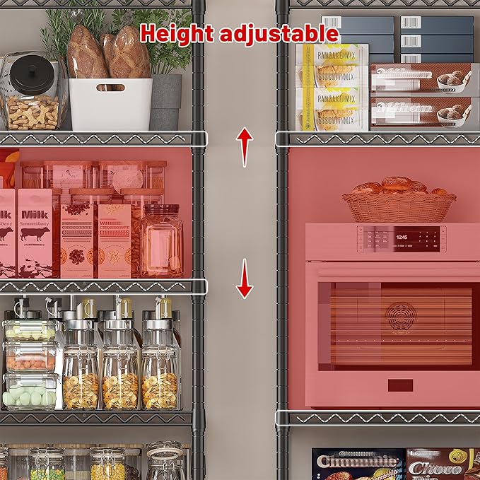REIBII Heavy Duty 5-Tier Storage Shelves, 45.5''W for Kitchen Garage Retail