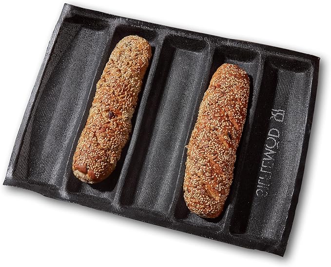 SILFLEMOD SIFLEMOD Silicone Baguette Mold - Non-stick Fench Bread Flexi Mesh Pan, Perforated Sandwich Baking Liners, Silicone Bread Baking Forms (5 Loaf, Black)