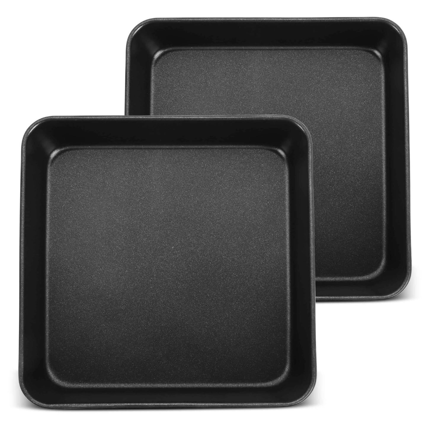 Herogo 9 x 9 Baking Pan Set of 2, Black Stainless Steel Square Cake Pan for Lasagna Brownies Casseroles Cakes, Non-Stick & Oven Safe
