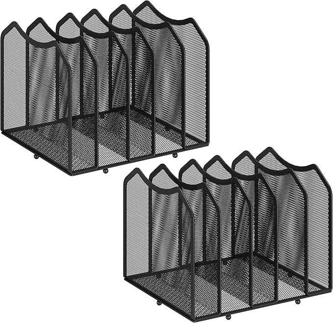 Simple Trending Mesh Desktop File Sorter Organizer, 5-Section Bookshelf for Desk Home Office, Black