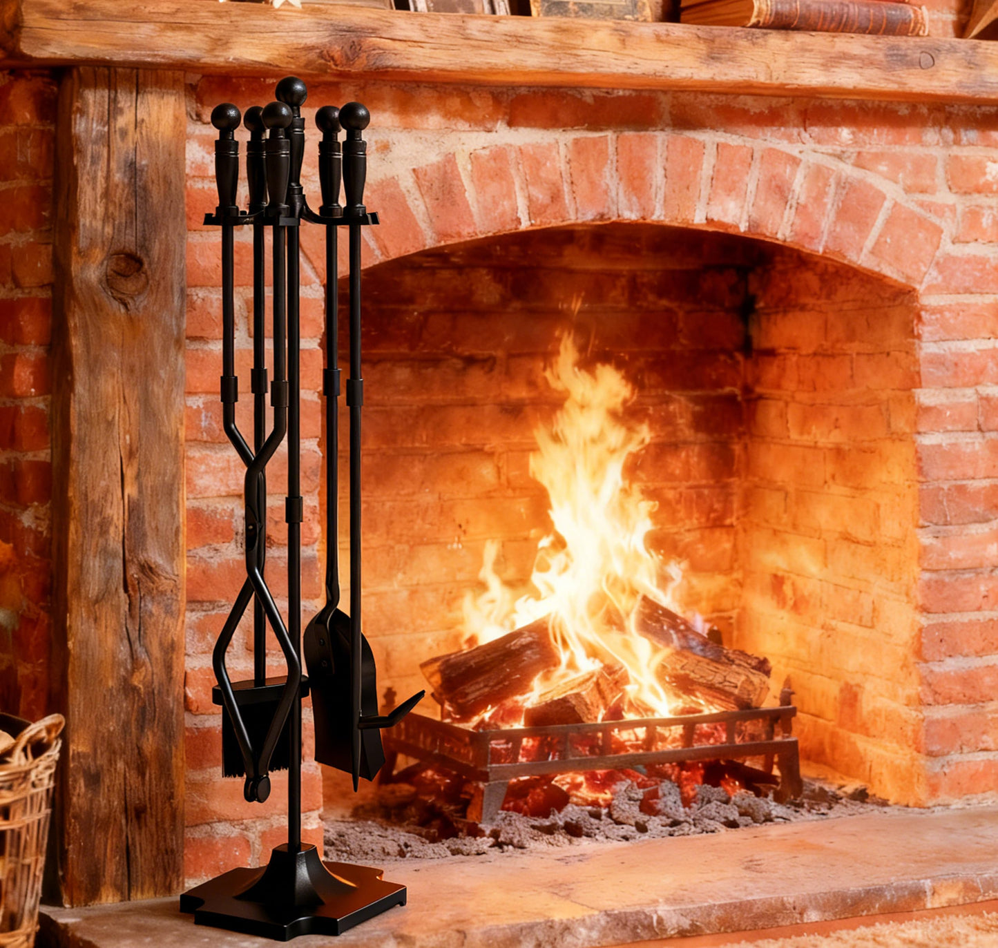 Fire Beauty 5 Pieces Fireplace Tools Set (Black)