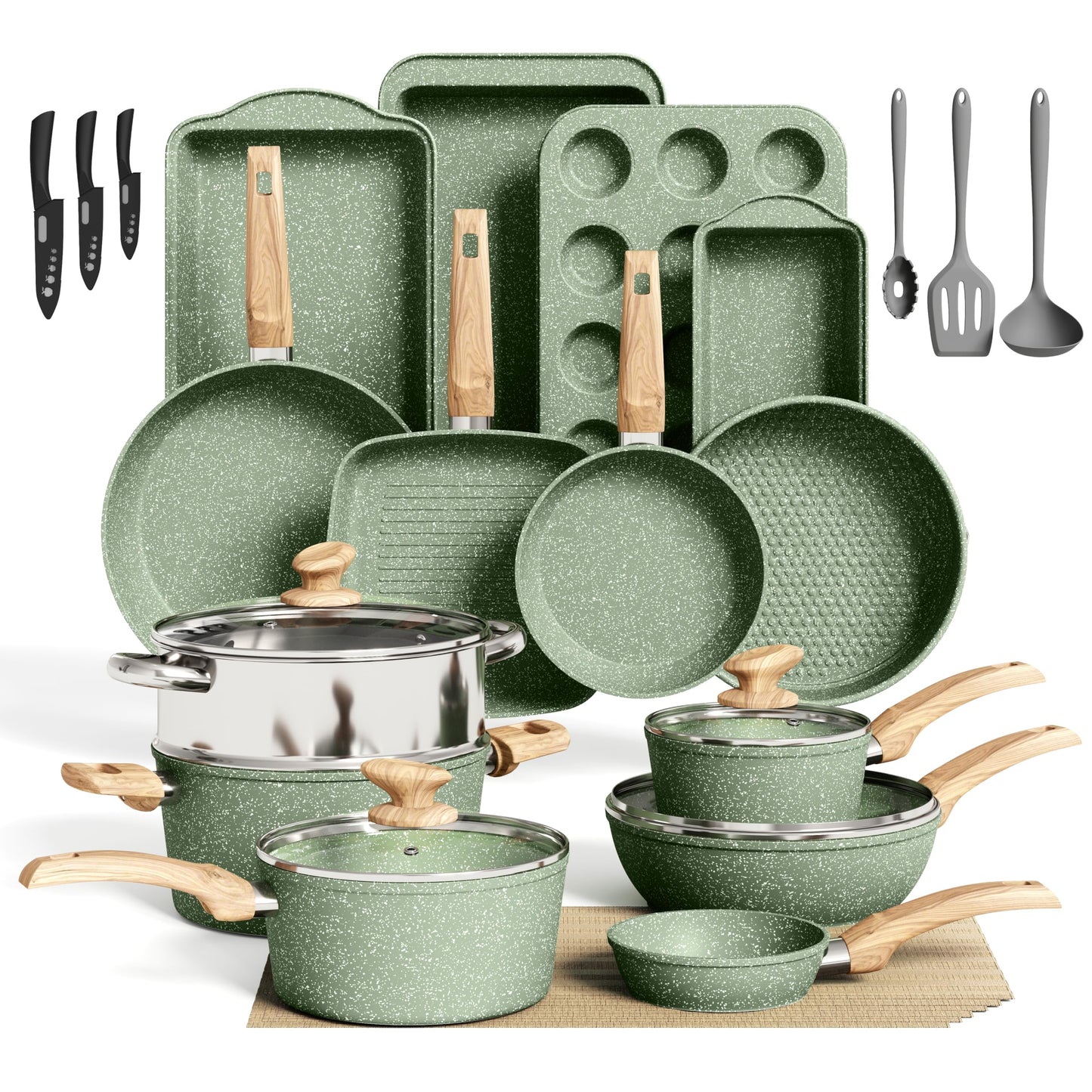 DishDelight Pots and Pans Set Non Stick, Induction Kitchen Cookware Sets