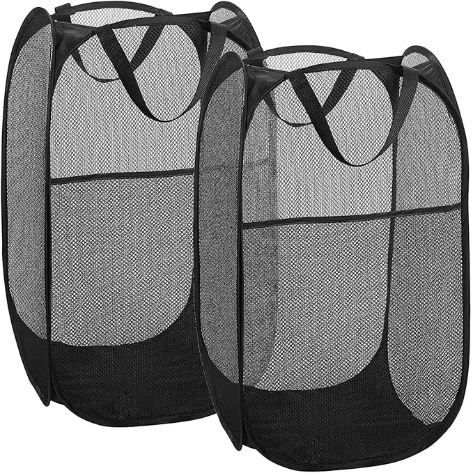 2 pop-up Laundry Hamper，Foldable mesh Laundry Baskets (Each with 2 Reinforced Handles)…