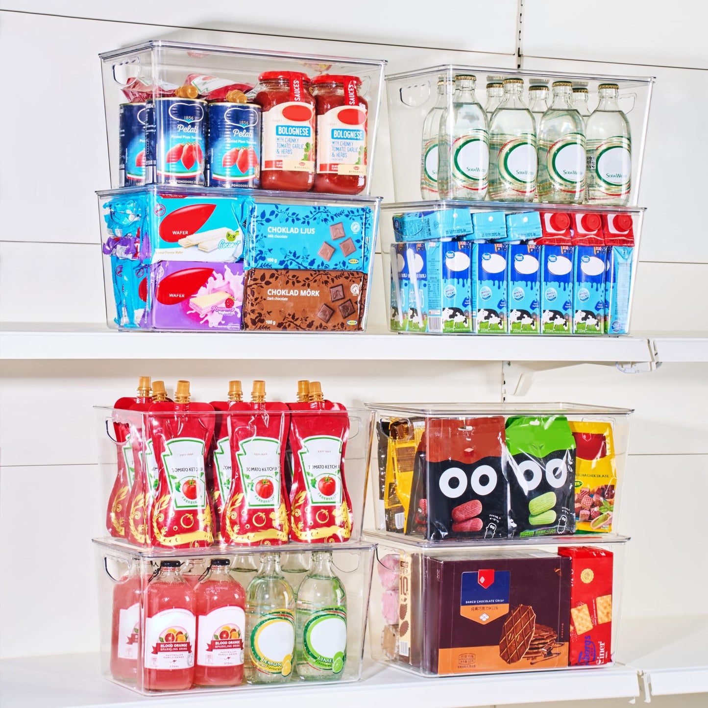 theaoo Large Clear Storage Bins with Lids, Stackable Containers, 6 Pack