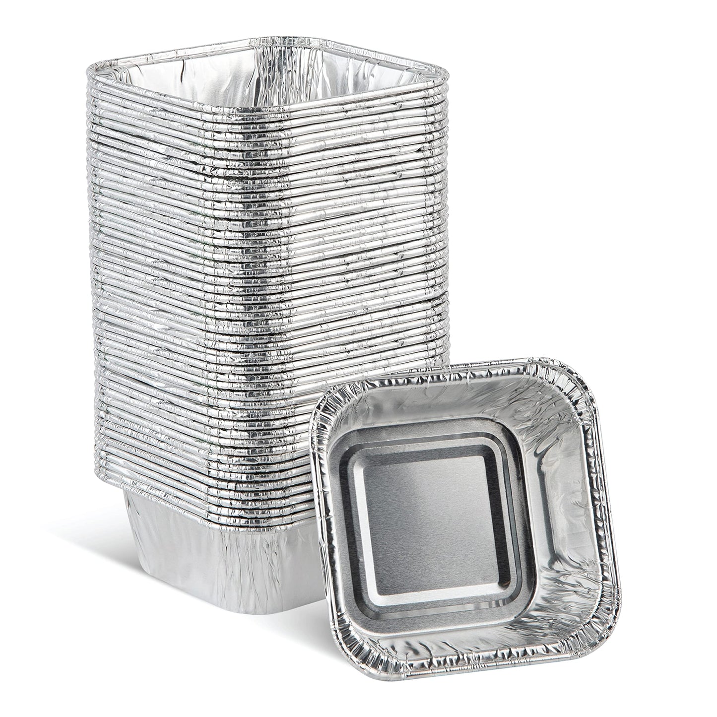 PLASTICPRO Disposable 8'' X 8'' X 2'' Inch Square Aluminum Tin Foil Baking Pans Bakeware - Cookware Perfect for Baking Cakes, Breads, Brownies, Bread, Meatloaf, Lasagna, Pack of 10