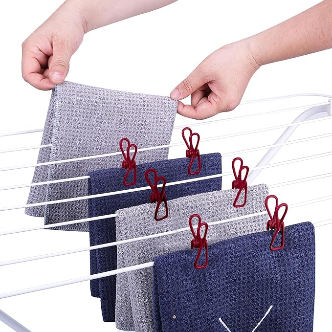 30 Pack Red Chip Bag Clips for Food - PVC 2 Inch Coated Sealer for Sealing Food - Paper Holder, Clothesline Clip for Laundry Hanging, Kitchen Bags, Multipurpose Clothes Pins