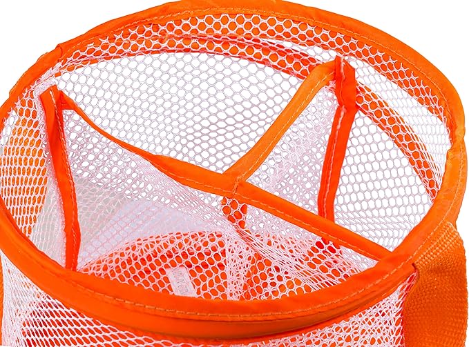 Handy Laundry Foldable Shower Caddy - Collapsible, Portable, Drainage Hole, Carry Handle, Large Compartments, Great Organizer for Camp, Travel, Gym, and Dorm (Orange)