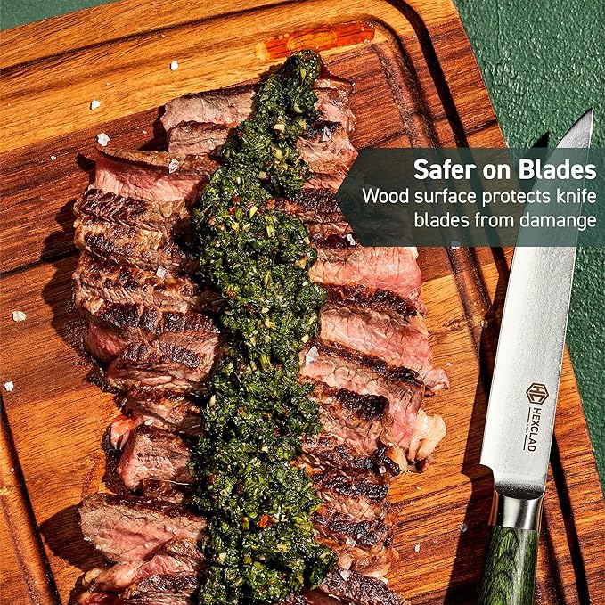 HexClad 4 Pc Bistecca Solid Wood Steak Plate Set