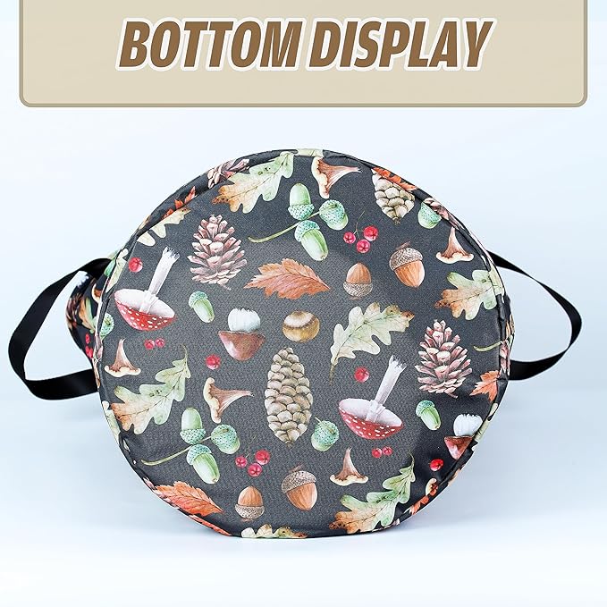 Vintage Mushrooms Laundry Basket Forest Plants Foldable Oxford Cloth Funny Tote Bag Laundry Hamper Clothes Storage Bucket Organizer For Bathroom/Laundry Storage/Bedroom 17.7x13.7 Inch
